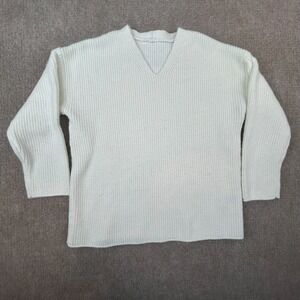 Dazy Sweater Mens Small White Chunky Knit V-Neck Long Sleeve Pullover‎ Warmwear